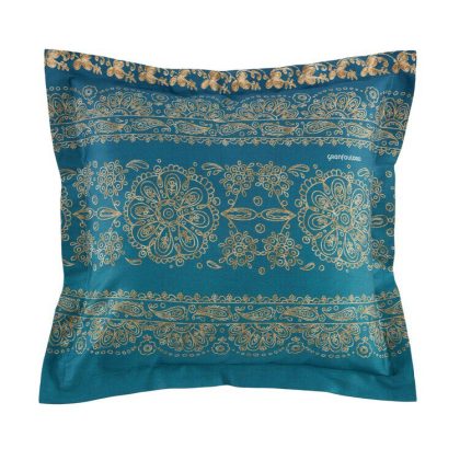 SATIN KISSENHÜLLE MIT STEHSAUM BRENTA BLAU