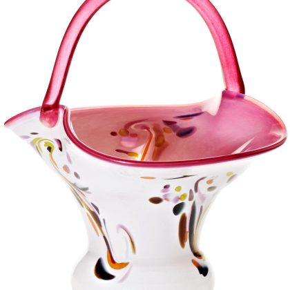 Glaskörbchen Pavel 23cm weiß rosa