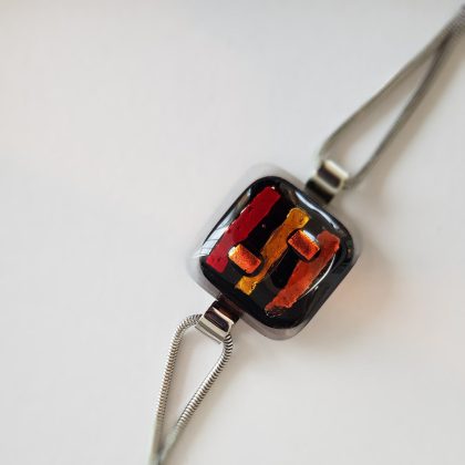 Armband mit Glasstein Rot Gold Fusing