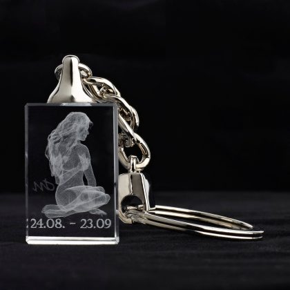 Glasschlüsselanhänger Sternzecihen Jungfrau 3x2cm