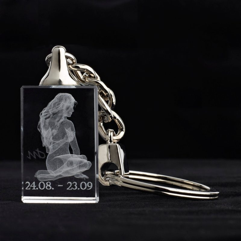 Glasschlüsselanhänger Sternzecihen Jungfrau 3x2cm