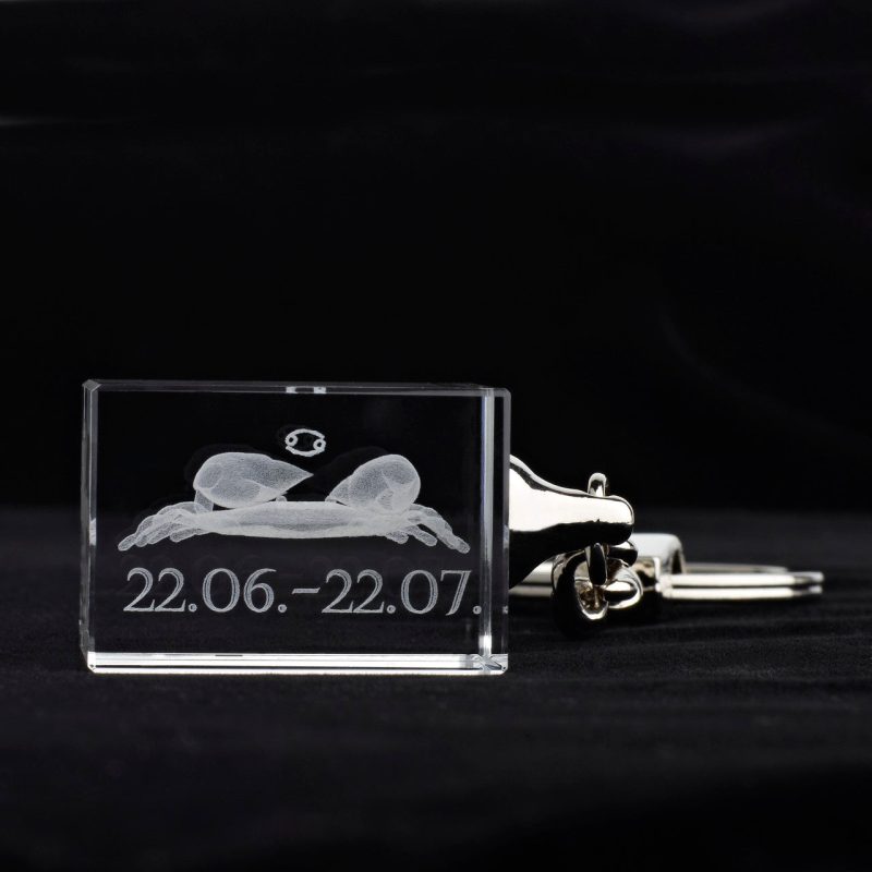 Glasschlüsselanhänger Sternzeichen Krebs 3x2cm