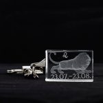 Glasschlüsselanhänger Sternzeichen Löwe 3x2cm