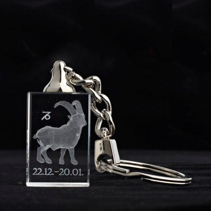 Glasschlüsselanhänger Sternzeichen Steinbock 3x2cm