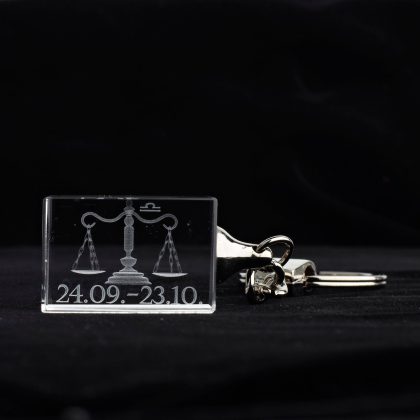 Glasschlüsselanhänger Sternzeichen Waage 3x2cm