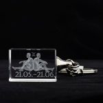 Glasschlüsselanhänger Sternzeichen Zwilling 3x2cm