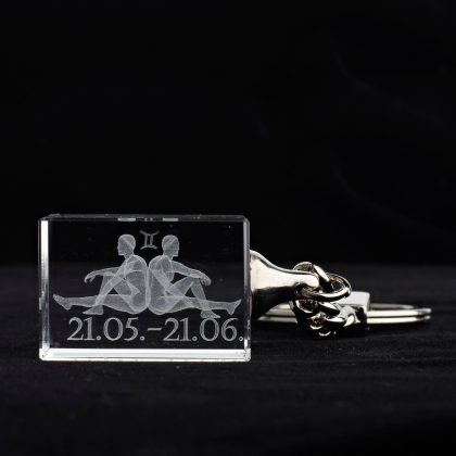 Glasschlüsselanhänger Sternzeichen Zwilling 3x2cm