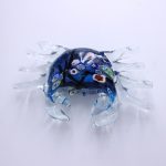 Glasfigur Krebs pink blau Muranoglas 17 cm
