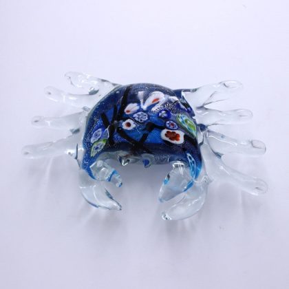 Glasfigur Krebs pink blau Muranoglas 17 cm
