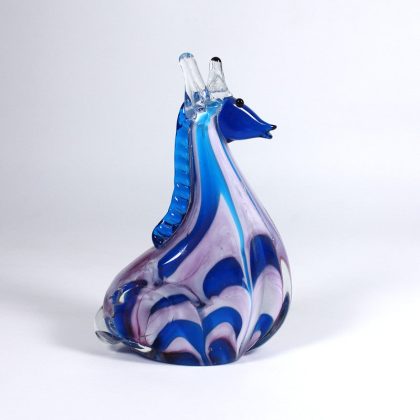Glasfigur Seepferd blau Muranoglas 16cm