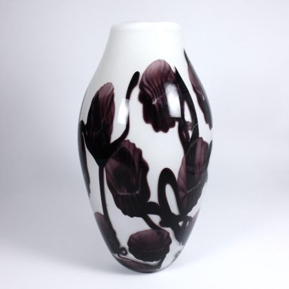 Glasvase Purple Leafs Murano 31cm