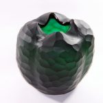 Glasvase rund Blumengefäß Deko Tischvase Moonlight Höhe 18cm grün Handmade