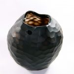 Glasvase rund Blumengefäß Deko Tischvase Moonlight Höhe 18cm braun Handmade