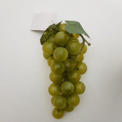 Deko Trauben mit Blättern 14 cm weiß