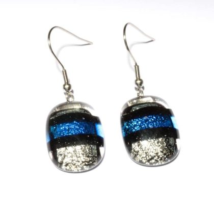 Ohrringe mit Glasstein Silber Blau Fusing