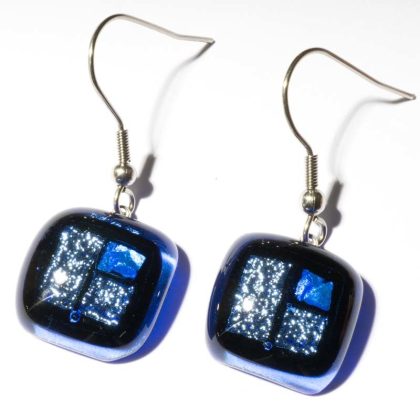 Ohrringe mit Glasstein Blau Fusing