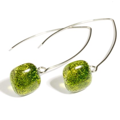 Ohrringe mit Glasstein Twinny Green Stone Fusing