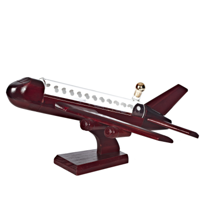 Geschenkflasche Düsenflugzeug Jet Glas Holz Leer Geschenkverpackung 200 ml