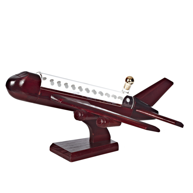 Geschenkflasche Düsenflugzeug Jet Glas Holz Leer Geschenkverpackung 200 ml