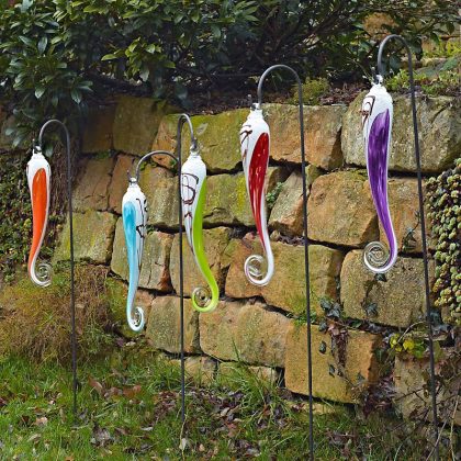 Glaszapfen Punto hängend groß Gartenflair 45 cm mit Stab Lila