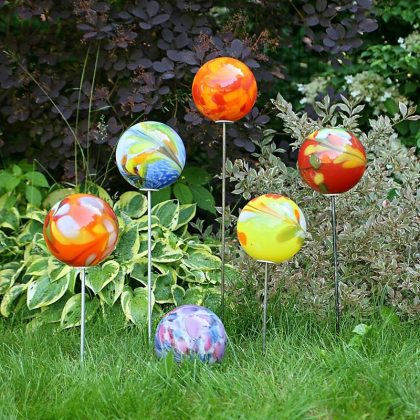Gartenkugel Gartenflair inkl. Stab 18cm orange