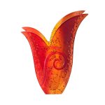 Glasvase Designelement Deko Tischvase Fusing Glas Kunst rot orange 31cm Handmade