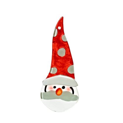 Glasanhänger Weihnachtsmann gepunktet Baumschmuck 14cm Weihnachten Handmade