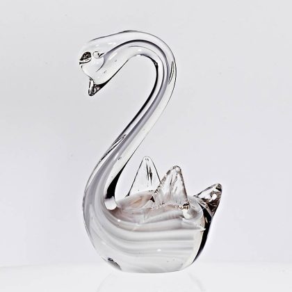 Glasfigur Schwan weiß Muranoglas 16 cm