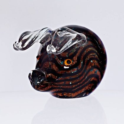 Glasfigur Schwein Frederik schwarz Muranoglas 12cm