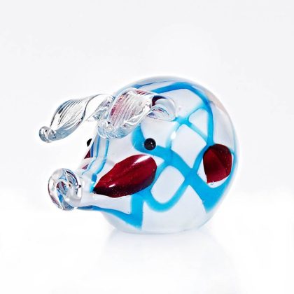Glasfigur Schwein Frederik weiß Muranoglas 12cm