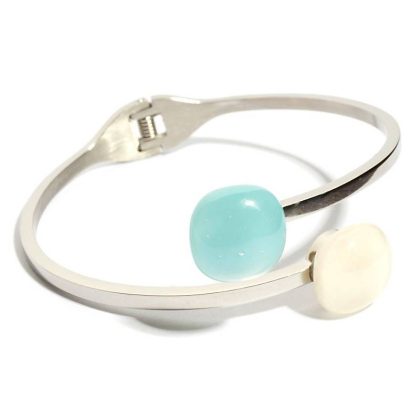 Armreif mit 2 Glassteinen Fresh Opal creme