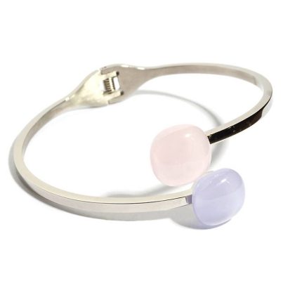 Armreif mit 2 Glassteinen Fresh Opal lila