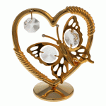 Herz Schmetterling Metall vergoldet Kristallelemente 8 cm Geschenk