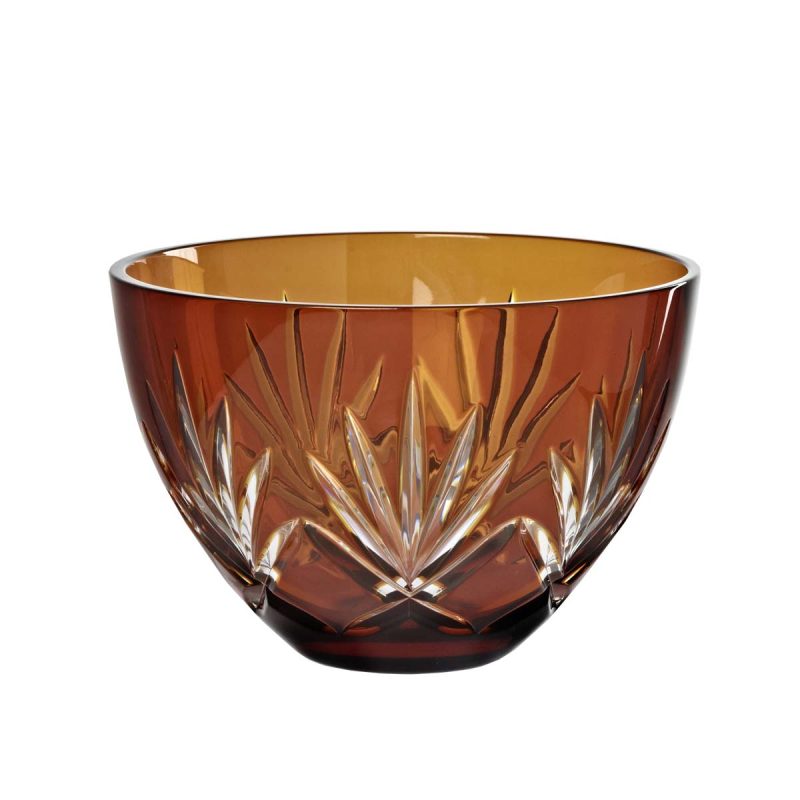 Glasschale Obstschale Schüssel orange mit Schliff 22 cm Bleikristall