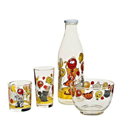 Glas-Set Katze & Ballon 4tlg.