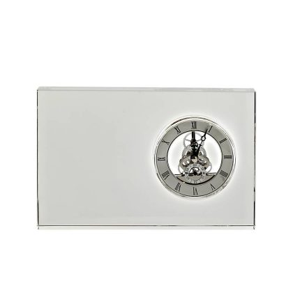 Glasblockuhr silber 23 cm