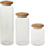 Vorratsglas Vorratsdose luftdicht mit Holzdeckel 16cm