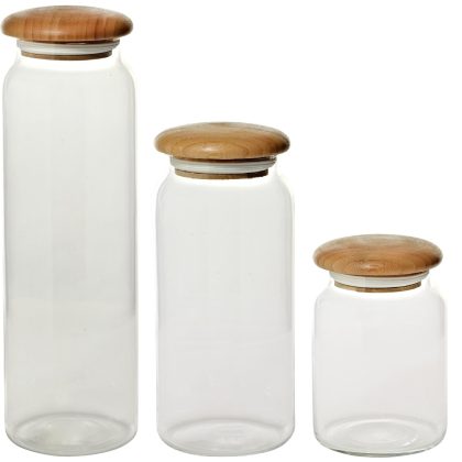 Vorratsglas Vorratsdose luftdicht mit Holzdeckel 16cm