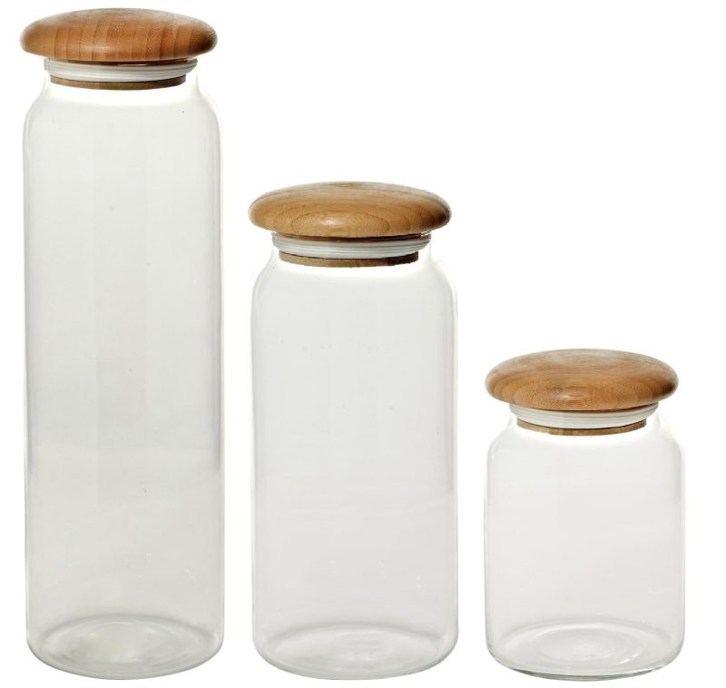 Vorratsglas Vorratsdose luftdicht mit Holzdeckel 16cm