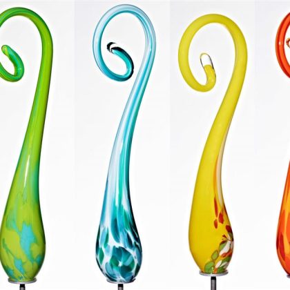 Gartenfigur Bogen Gartenflair 45cm mit Stab blau