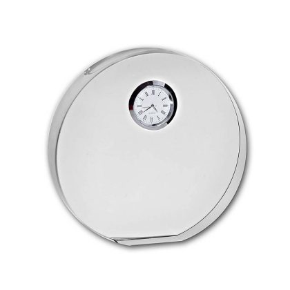 Glasblockuhr rund silber 14