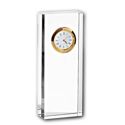 Glasblockuhr gold 15cm