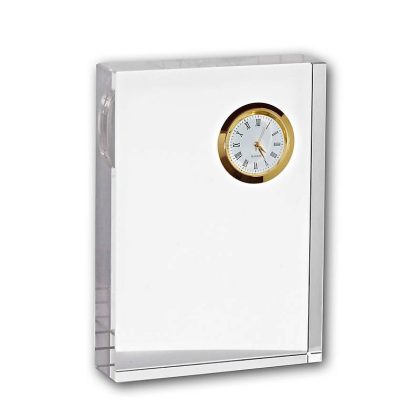 Glasblockuhr 14x10cm gold