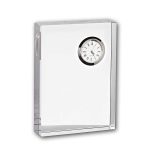 Glasblockuhr 14x10cm silber