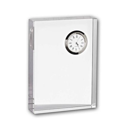 Glasblockuhr 14x10cm silber
