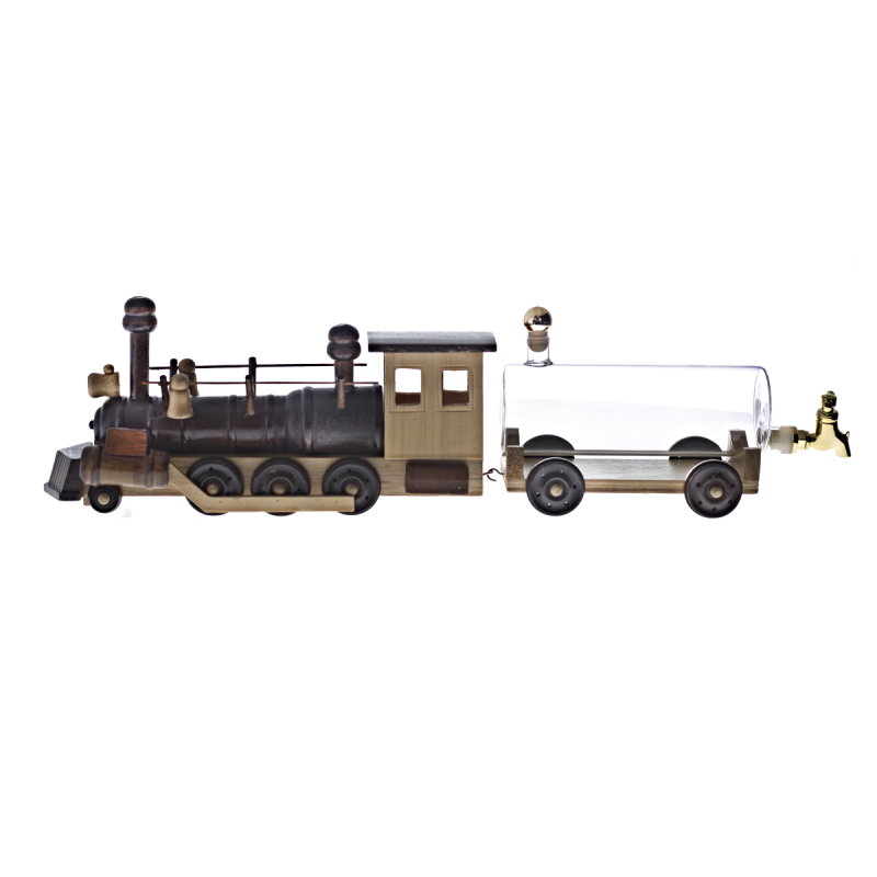 Geschenkflasche Lokomotive Lok Eisenbahn Glas Holz Leer Geschenkverpackung 55