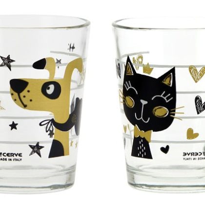 Glastasse mit Henkel Golden Dog 2er-Set 310 ml