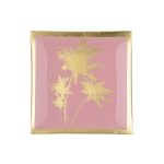 Glasteller Goldrand Palmen rosa Tropical 10x10cm