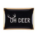 Glasteller Goldrand Schriftzug Oh Deer Geweih14x10cm