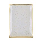 Glasteller Goldrand Goldene Punkte Dots weiß14x10cm